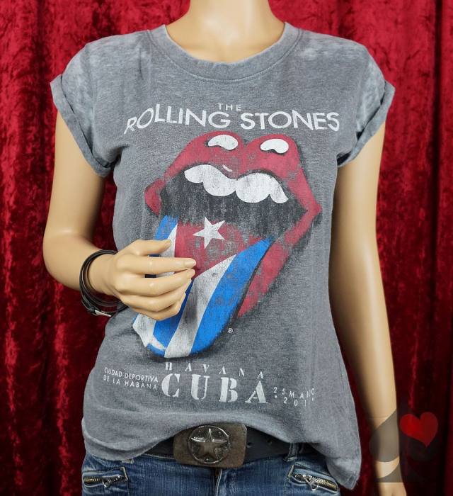 The Rolling Stones Havana Cuba Ladies T-Shirt grau vintage Merchandise
