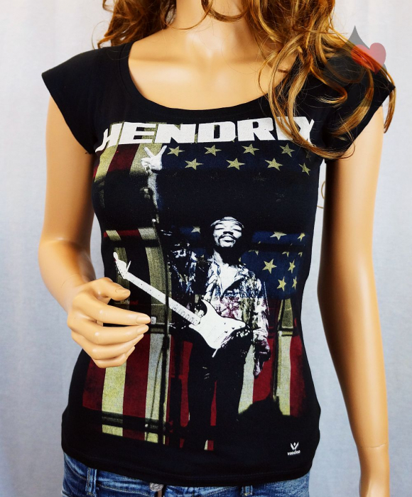 Jimi Hendrix Peace Flag Ladies T-Shirt schwarz Merchandise