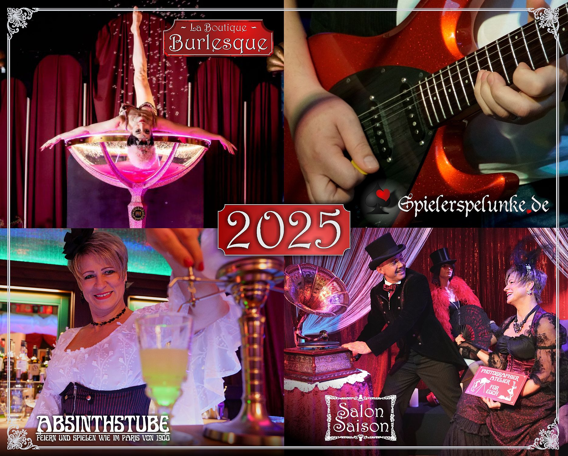 Veranstaltungen in der Spielerspelunke der Absinthstube und der Boutique Burlesque 2025 Veranstaltungen in der Spielerspelunke der Absinthstube und der Boutique Burlesque 2025