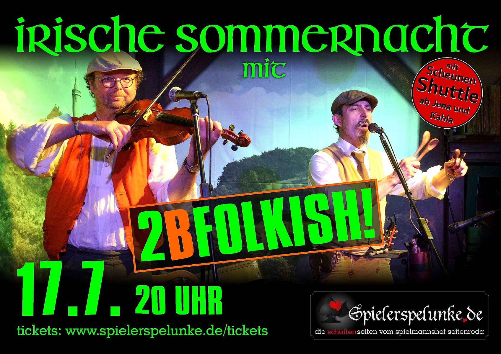 Irische Sommernacht in der Spielerspelunke mit 2Bfolkish live Irische Sommernacht in der Spielerspelunke mit 2Bfolkish live
