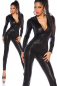 Preview: schwarzer catsuit animalprint kroko wetlook mit reißverschluß