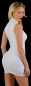 Preview: wetlook minikleid weiss mit nabelausschnitt strassbesetzt und durchgehendem reißverschluß spielerspelunke