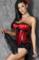 Preview: unterbrustcorsage rot schwarz satin burlesque