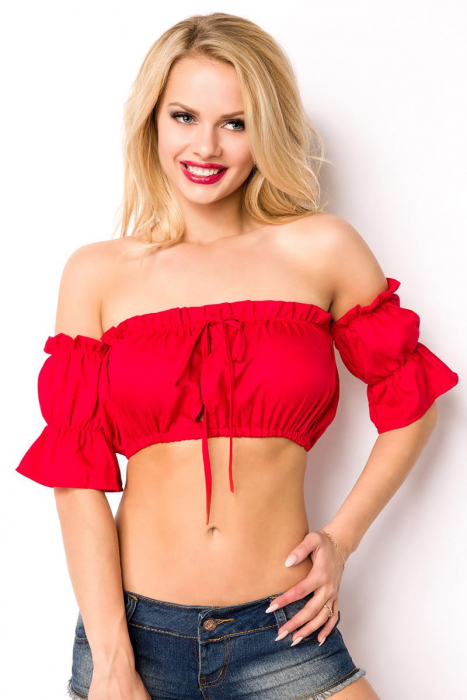 Off Shoulder Top Bluse schulterfrei bauchfrei rot