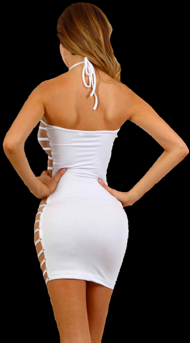 sexy minikleid weiss partykleid nabelausschnitt spielerspelunke