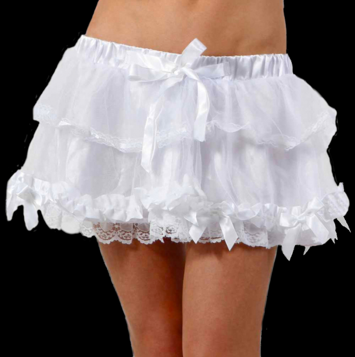 Burlesque Spitzen Minirock weiß mit Satin Schleifen