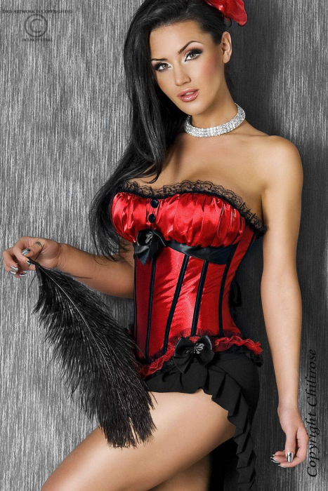 unterbrustcorsage rot schwarz satin burlesque
