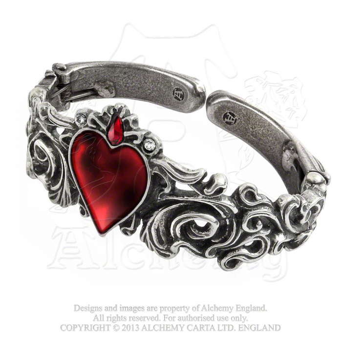 Zinn Armband mit rotem Herz "Betrothal"