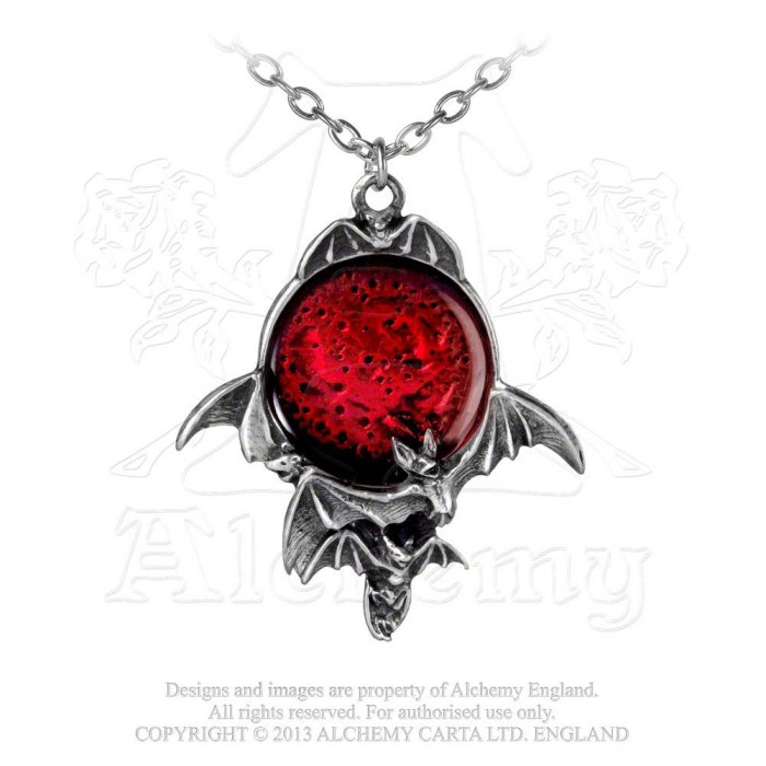 Gothic Halskette "Blood Moon" Zinn mit rotem Emaille