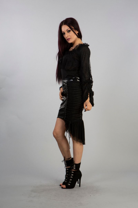 viktorianisches gothic top schwarz langärmelig
