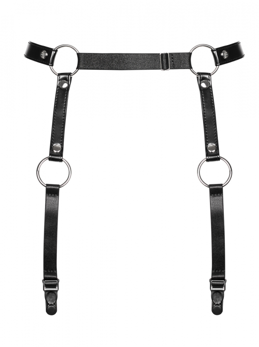 garter suspender belt strapsguertel schwarze kunstleder nieten metall lingerie dessous spielerspelunke