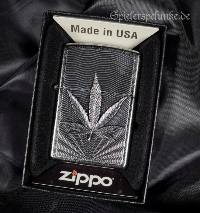 Zippo Sturmfeuerzeug Hanfblatt Cannabis Hemp Leaf 3D