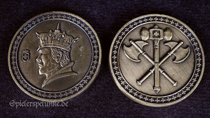 LARP Metall Spielmünzen "Königsmünze" goldfarben, 30mm Durchmesser Spielgeld
