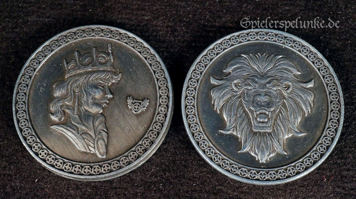 LARP Metall Spielmünzen "Königsmünze" silberfarben, 30mm Durchmesser Spielgeld