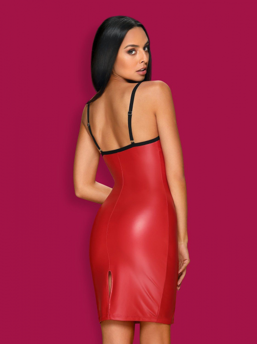 sexy partykleid mit schnuerung wetlook rot