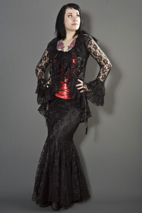 Burlesque Gothic Jacke aus schwarzer Spitze