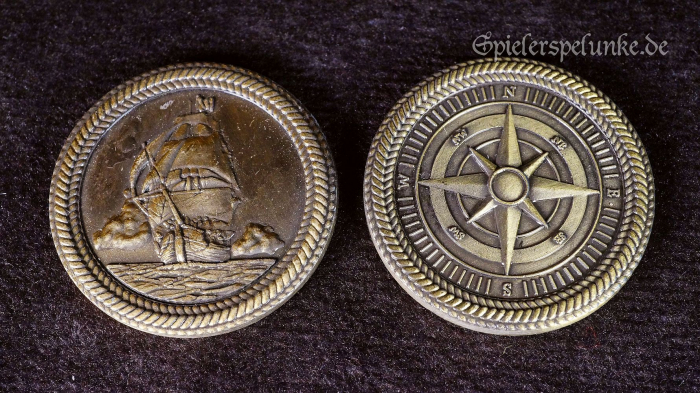 LARP Metall Spielmünzen "Pirat" goldfarben, 30mm Durchmesser Spielgeld