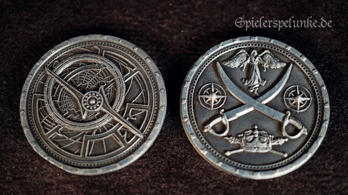 LARP Metall Spielmünzen "Pirat" silberfarben, 30mm Durchmesser Spielgeld