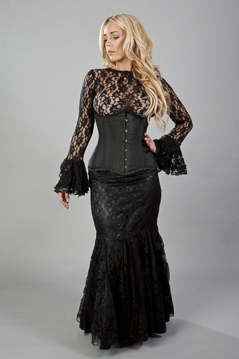 Langer Viktorianischer Burlesque Gothic Rock in Mermaid-Optik schwarz