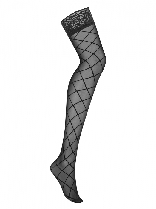 strapsstrumpf schwarz spitze rautenmuster lingerie dessous spielerspelunke