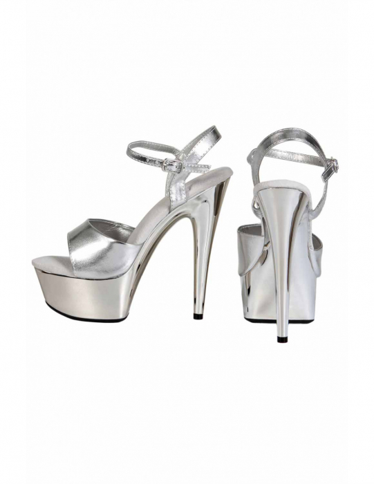 burlesque high heels plateau sandale silber