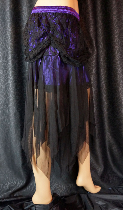 burlesque gothic minirock lila satin schwarz spitze