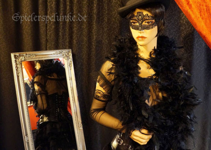 Federboa "Chandellen" für Burlesque Show Revue und Karneval 2,5m 800F, schwarz