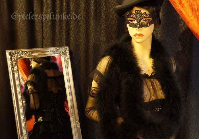 Federboa "Marabu" für Burlesque Show Revue und Karneval 2,5m, schwarz, 6fach genäht