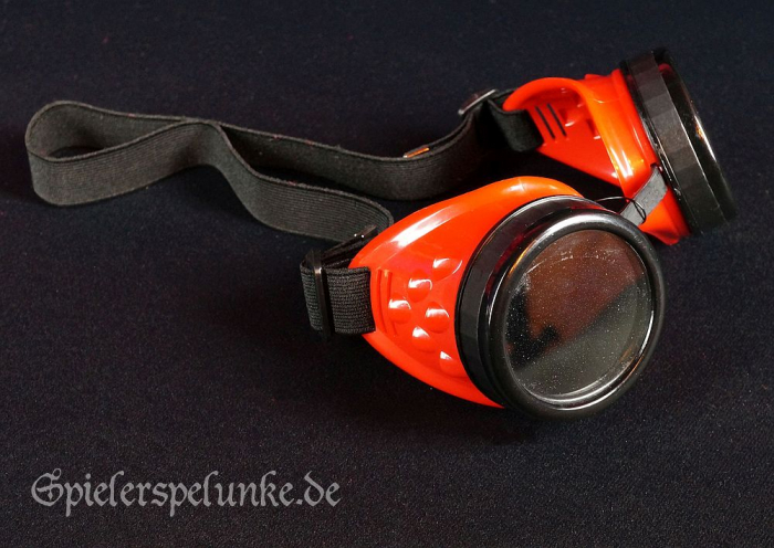 Steampunk Googles Modell „Schweißerbrille“ rot mit schwarzem Glas und Gummiband