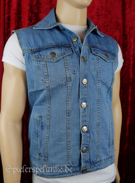 Jeanweste blue Denim als ärmellose Jeansjacke mit Knöpfen und 6 Taschen