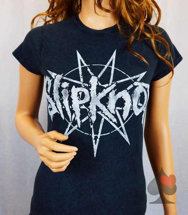 Slipknot Logo Star Ladies T-Shirt  Snow Washed Merchandise