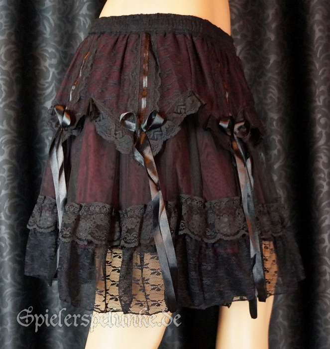 burlesque gothic minirock rot satin schwarz spitze