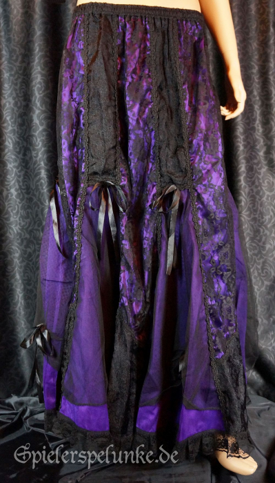 Langer Viktorianischer Burlesque Gothic Rock Purple Lila mit schwarzem Spitzen Overlay