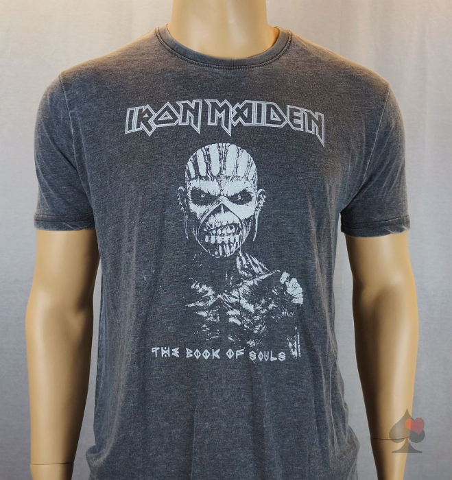 Iron Maiden BookOf Souls Mens T-Shirt Acid Wash Merchandise