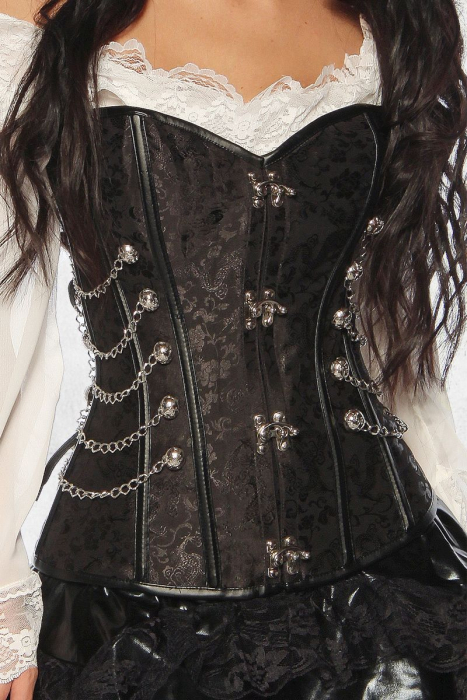 Vollbrust Korsage mit Riegelverschluss Gothic Steampunk schwarz