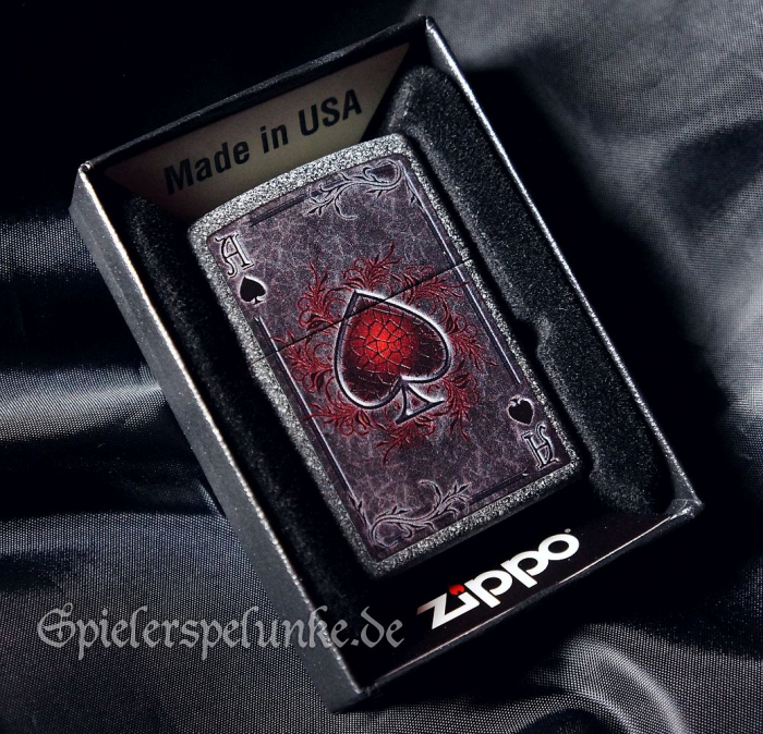 Zippo Sturmfeuerzeug Red Glowing Ace of Spades