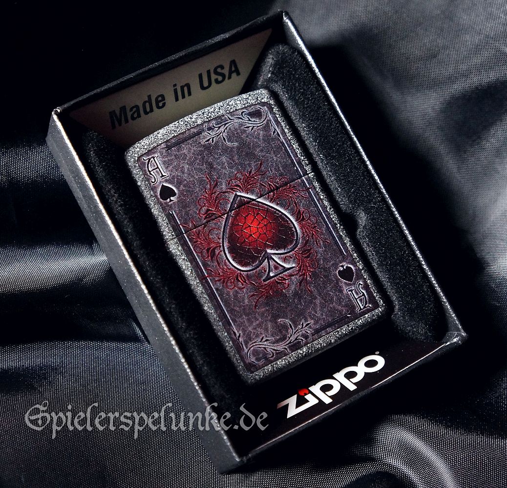 Zippo Sturmfeuerzeug messing gebürstet Ace of Spade Design 60005727 