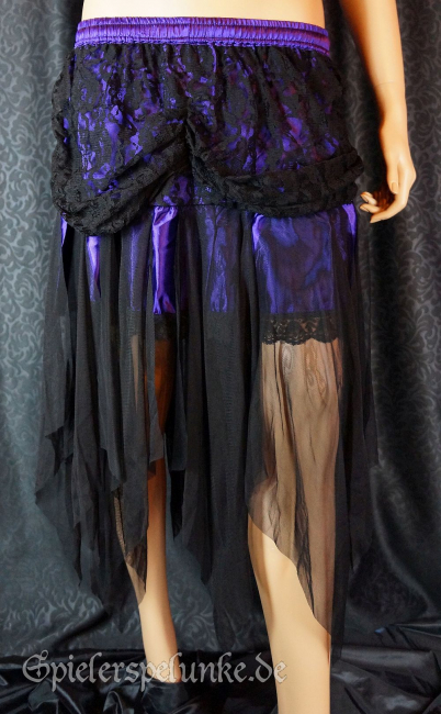 burlesque gothic minirock lila satin schwarz spitze