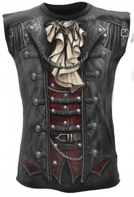 gothic biker sleeveless shirt goth wrap