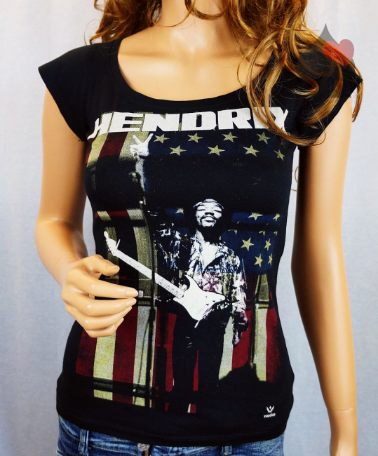 jimi hendrix peace flag ladies shirt schwarz