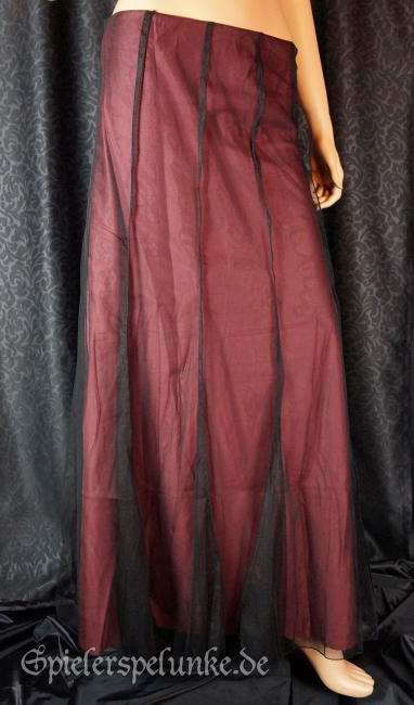 gothic rock lang rot satin schwarz chiffon