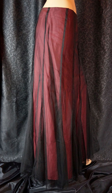 gothic rock lang rot satin schwarz chiffon