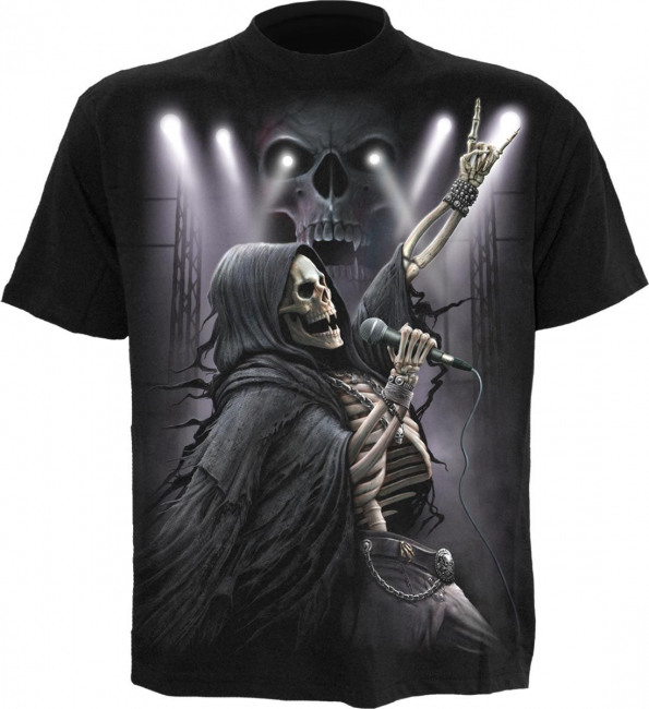 e-gitarre, rock, metal, hardrock, skelette, t-shirt jack skull t-shirt spiral gothic biker