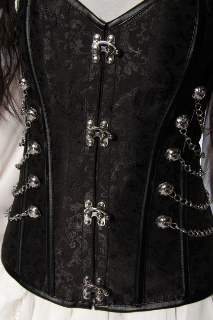 Vollbrust Korsage mit Riegelverschluss Gothic Steampunk schwarz