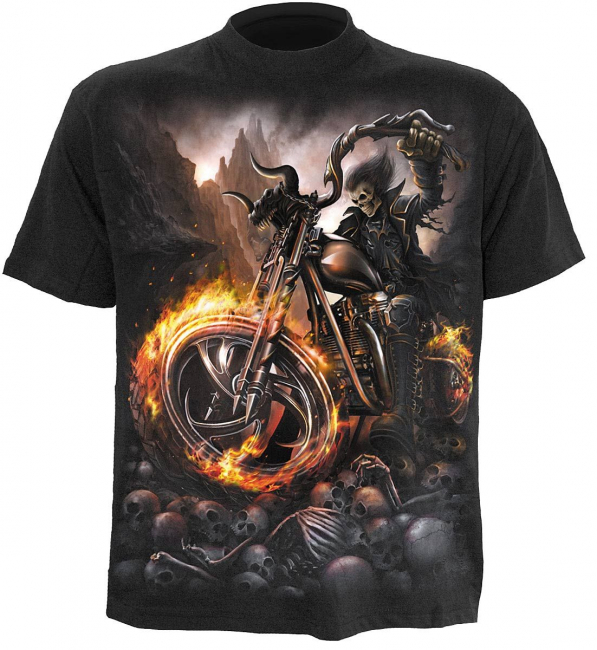 steampunk rider biker skull feuer t-shirt rocker