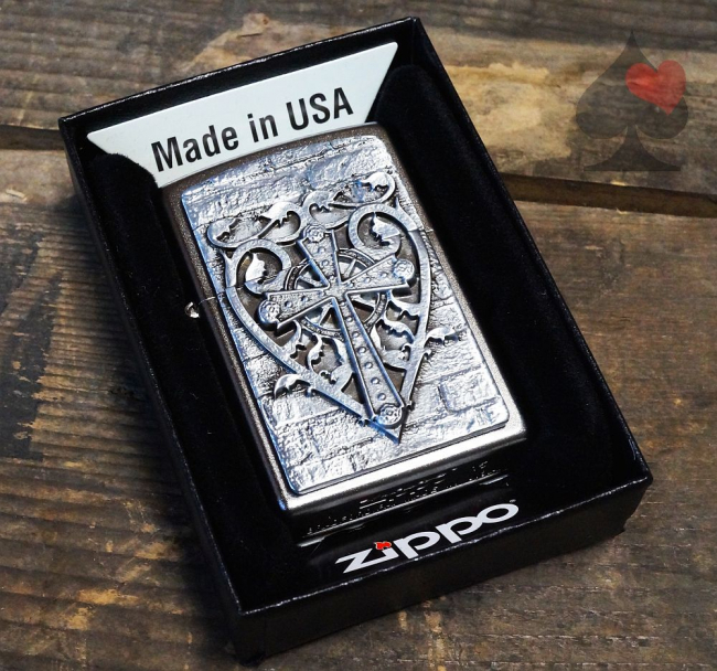 zippo sturmfeuerzeug used cross 3d