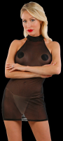 sexy minikleid schwarz transparent partykleid clubkleid neckholder strassbesatz spielerspelunke