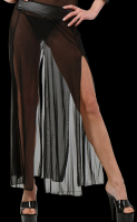 schwarzer langer transparenter burlesque gothic rock hochgeschlitzt mit wetlook bund
