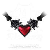 Schmuckanhänger Zinn "Blood Heart Rose" mit Schmuckband