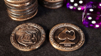 Exklusiv für uns geprägt: "Spielerspelunkentaler" LARP Metall Spielmünzen, kupferfarben, 25mm Durchmesser Spielgeld